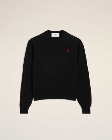 Black Wool Ami de Coeur Crew Neck Sweater