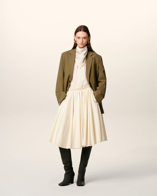 Green Wool Loose Single Breasted Jacket