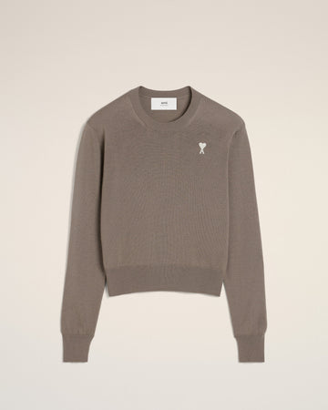 Beige Wool Ami de Coeur Crew Neck Sweater