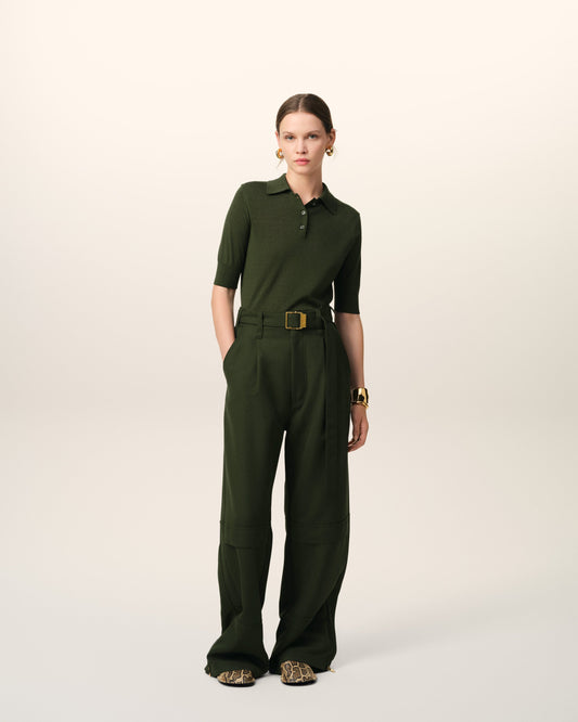 Green Wool Tonal Ami de Coeur Polo