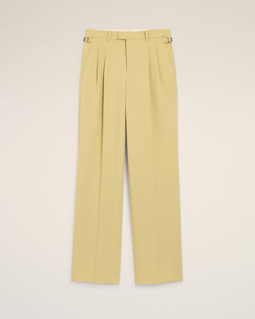 Green Wool Tabs Wide Trousers