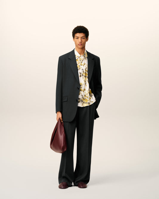 Black  Wool Loose Double Breasted Jacket