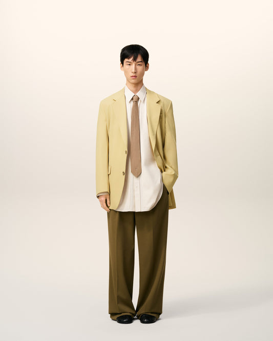 Green Wool Loose Double Breasted Jacket