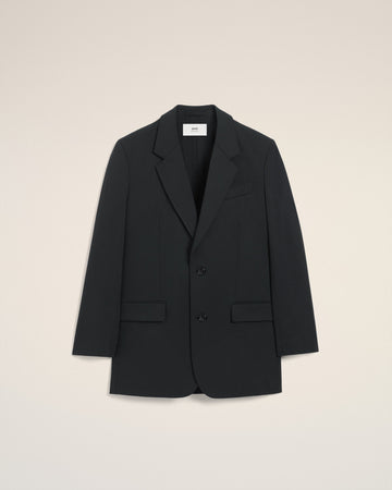 Black  Wool Loose Double Breasted Jacket