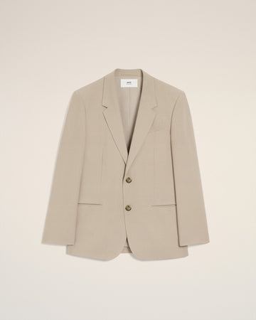 Beige Wool Single Breasted Jacket
