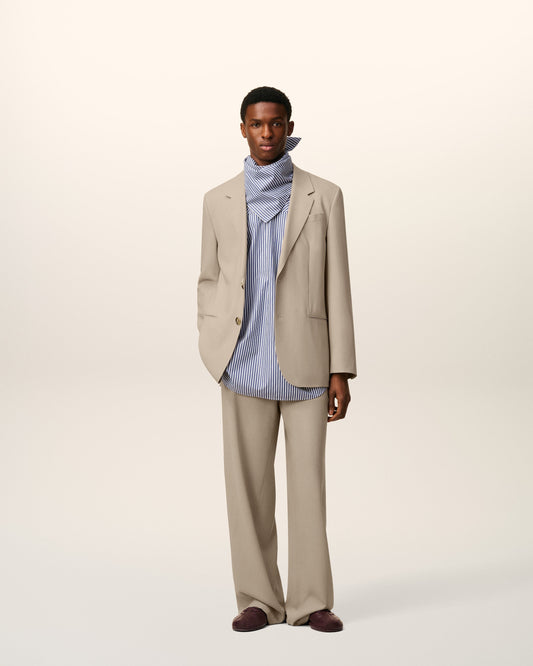 Beige Wool Single Breasted Jacket