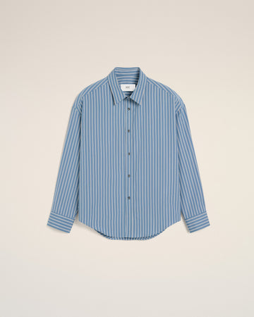 Blue Cotton Boxy Fit Shirt
