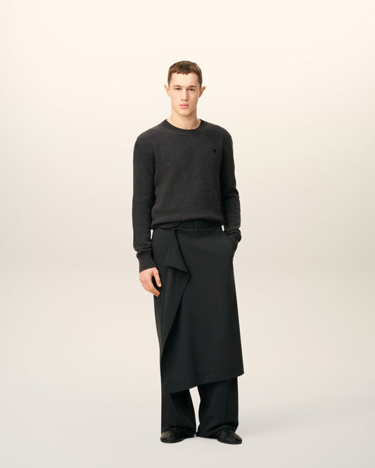 Black Wool Panel Large Trousers