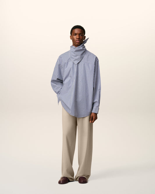 Beige Wool Elasticated Trousers