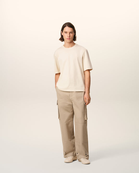 Beige Cotton Gabardine Cargo Trousers