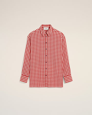 Plaid Red Wool Loose Shirt
