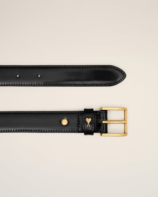 Black Glazed Leather Paris Paris 25 Mm Belt