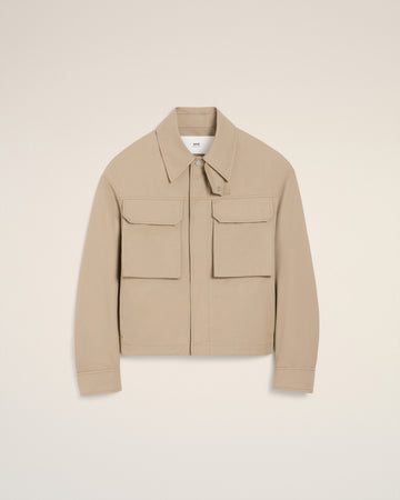 Beige Cotton Worker Jacket