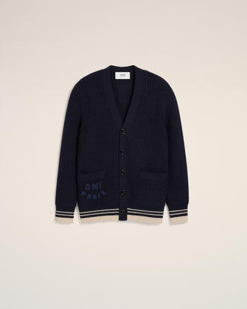 Navy Wool Ribbed Sweater