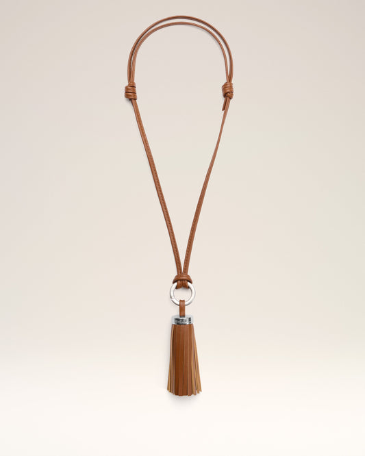 Brown Leather Ami Pompom Keyring