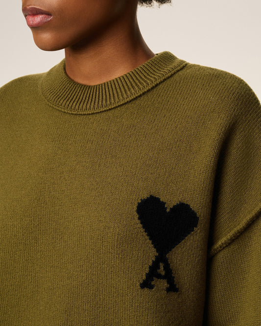 Green Wool Ami De Coeur Crewneck Sweater