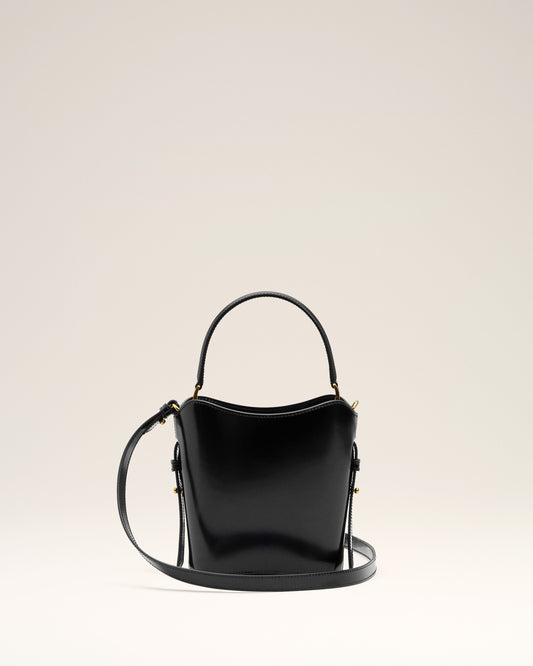 Black Leather Mini Paris Paris Bucket Bag