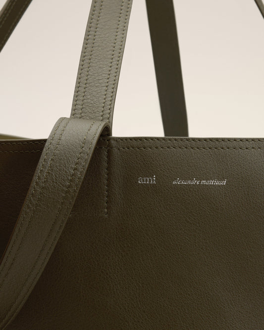 Green Leather Midi Maxi Tote Bag