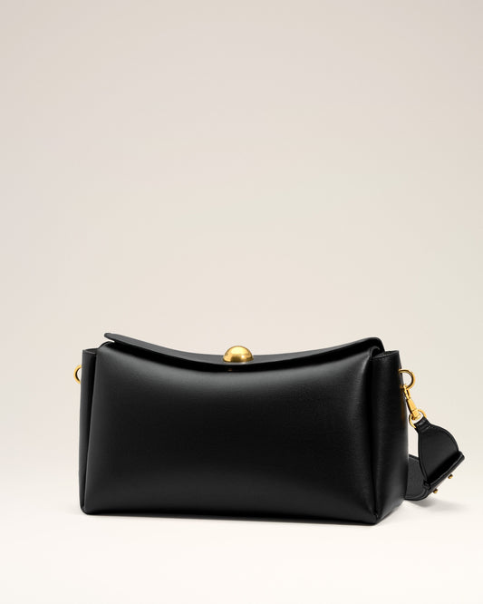 Black Smooth Leather Carrousel Medium Bag