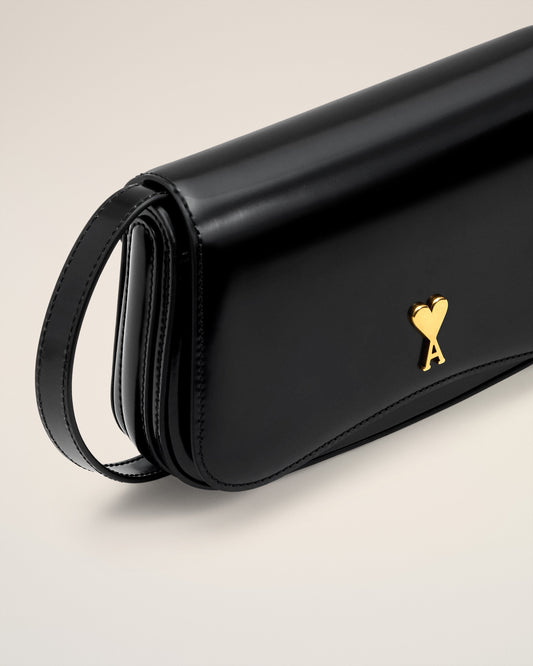 Black Glazed Leather Small Crossbody Paris Paris Bag