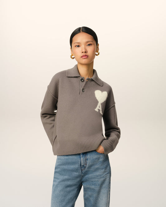 Taupe Wool Ami de Coeur Polo