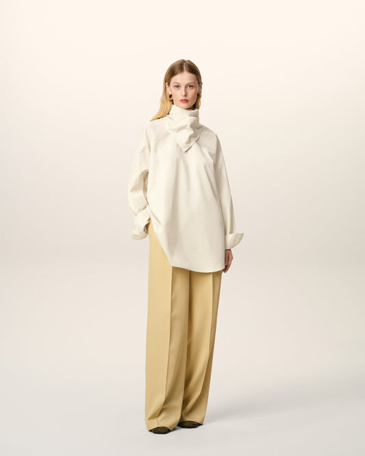 White Cotton Long Sleeves Bandana Blouse